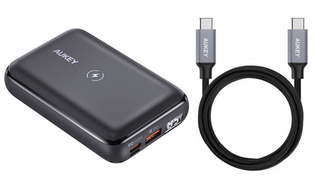 AUKEY Powerbank PB-WL01S 10000mAh Wireless + Kabel CB-CD6 USB-C 2m