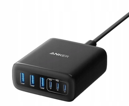 Ładowarka sieciowa uniwersalna Anker GaN 3x USB-A / 3x USB-C 112W Czarn