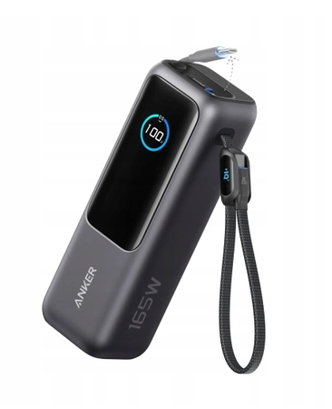 Powerbank Anker Zolo 25000mAh 165W PD z dwoma kablami USB-C Czarno-szary