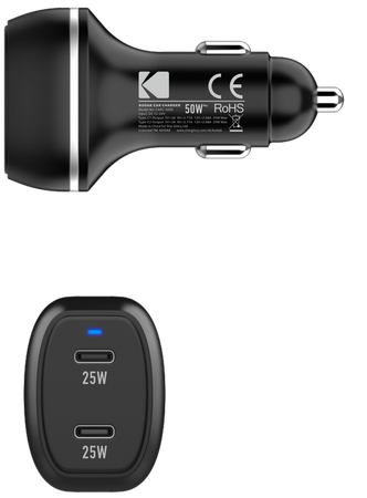 Kodak CARC-6006 – Ładowarka Samochodowa 2× USB-C Fast Charge 50W