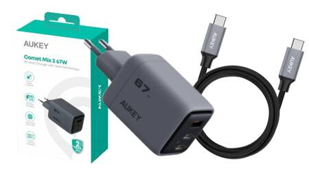 Ładowarka sieciowa AUKEY PA-C3 Comet 3 67W PD GaN + KABEL GRATIS
