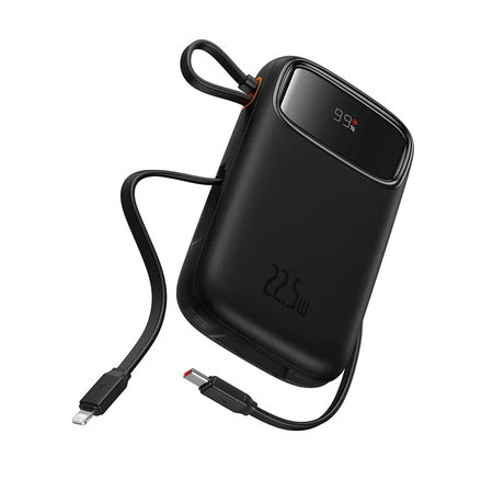 Baseus QPow2 10000 mAh 22.5W Powerbank z wbudowanym kablem Lightning USB-C