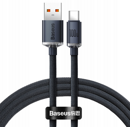 Kabel USB do USB-C Baseus Crystal Shine, 100W, 1.2m Czarny
