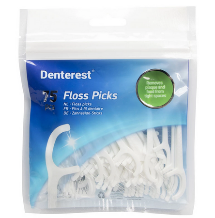 Wykałaczki z nicią dentystyczną 75 sztuk niciowykałaczki Białe