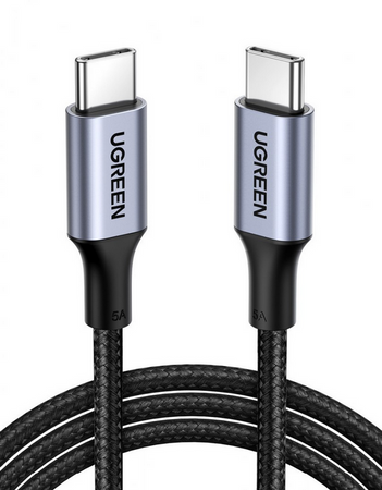 PLECIONY KABEL USB-C NA USB-C UGREEN PD FAST CHARGING 100W 5A 1M CZARNY