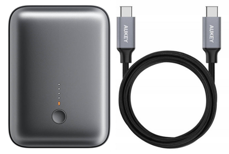 AUKEY Powerbank Spark Mini 10000mAh 20W PD QC 3.0 szary + Kabel USB-C 2m